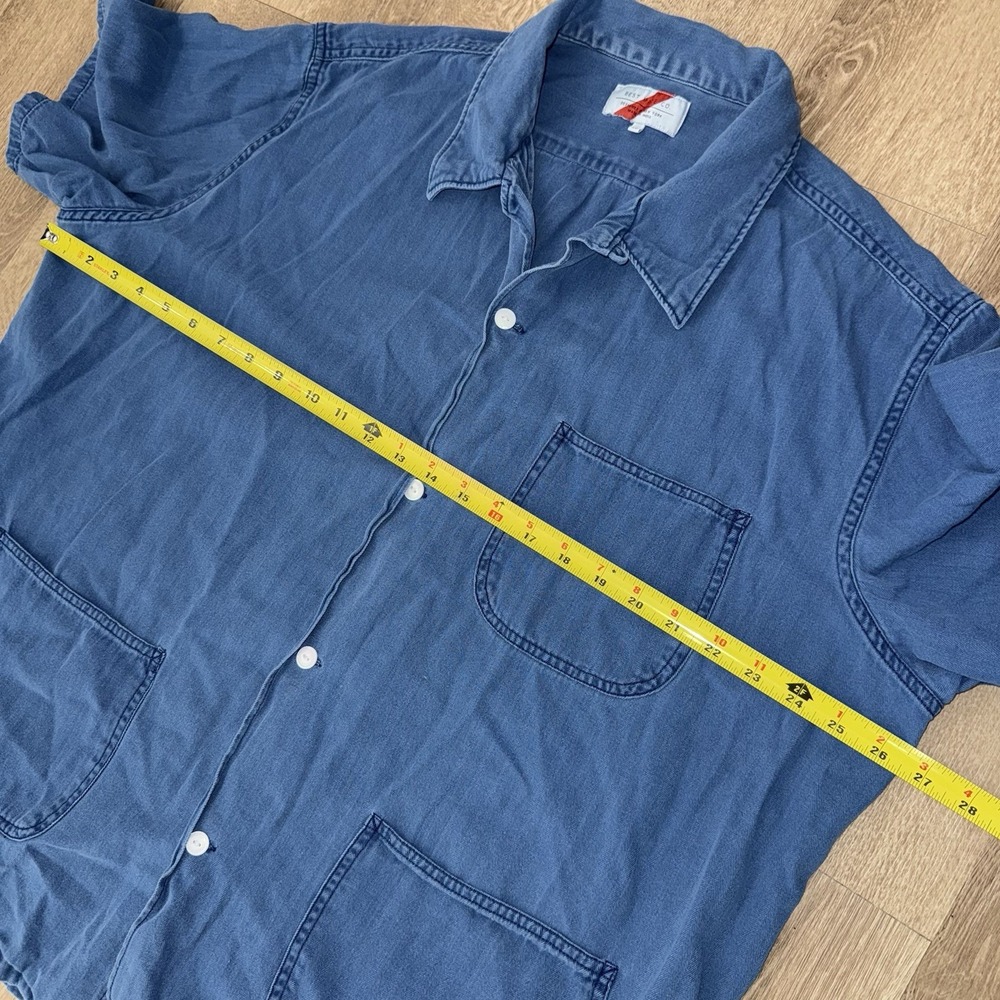 Best Made Co Indigo Herringbone Weave Short Sleeve Chore Camp Shirt Men's 2XL - Picture 5 of 6